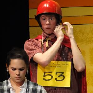 Will Ritchie as Leaf Coneybear in The 25th Annual Putnam County Spelling Bee. Pictured with Nicole Vazquez.