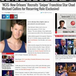 TheWrapcom casting announcement  Chad Michael Collins NCIS New Orleans recurring role httpwwwthewrapcomncisneworleansrecruitssniperfranchisestarchadmichaelcollinsforrecurringroleexclusive?utmsourceSailthruutmmediumemai