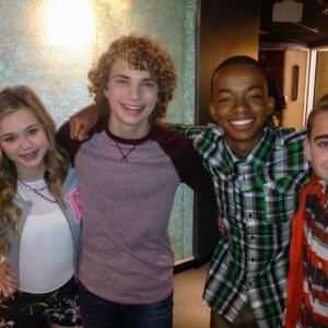 Brec Bassinger Will Meyers Coy Stewart Buddy Handleson  bts on NICKELODEONs Bella and the Bulldogs January 2015