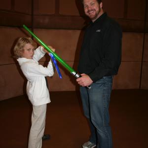 Will Meyers and Director Hayes McCarthy on the HASBRO set filming a Star Wars the Clone Wars Electronic Light Saber commercial Nov 2009
