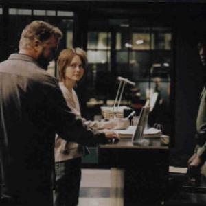 Heather Kafka as Mindy Dupont with William Peterson on the set of CSI Crime Scene Investigation 2000