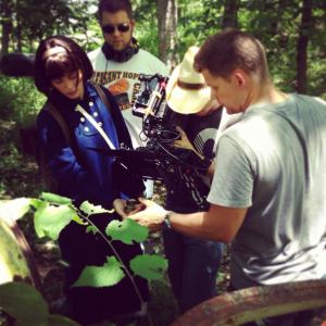 On set filming Adira with director Bradley J Lincoln director of photography Christopher Commons grip Chris Hager and Adira Andrea Fantauzzi