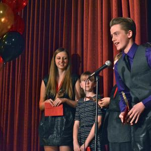 Jadon giving his acceptance speech at the 2014 Joey Awards in Vancouver