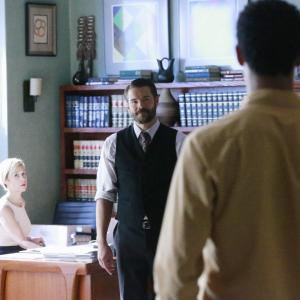 Still of Alfred Enoch Charlie Weber and Liza Weil in How to Get Away with Murder 2014