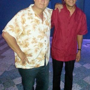 Jim Belushi and Santos Caraballo off set of Change of Heart the Movie 2014