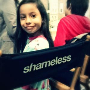 Izabella Alvarez on the set of Shameless