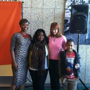 Actress and filmmaker Octavia Spencer 2nd from left poses with guest and the stars of her film Devin Badgett far right and Kelly Shipe Vasconcelos 2nd from right