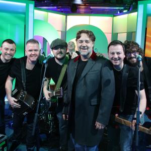 Andy's band The BibleCodeSundays with Russell Crowe after their performance on The One Show on BBC1 - St. Patrick's Day 2015