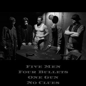 A poster from FIVE, eating the primary case. Left to Right: Josh Gaudet, Ian Estey, Jeffrey Kelley, Scott Brownlee, Jon Blizzard