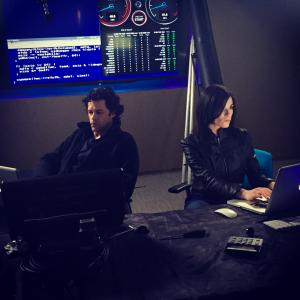 Bernard Glincosky and Julie Stackhouse on set as Hackers