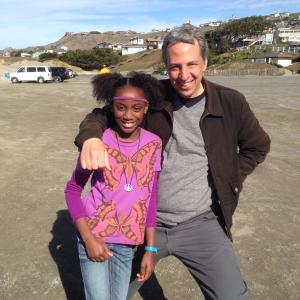 Mikki with Director Patrick Gilles on set of America is Still the Place Location Dillon Beach CA