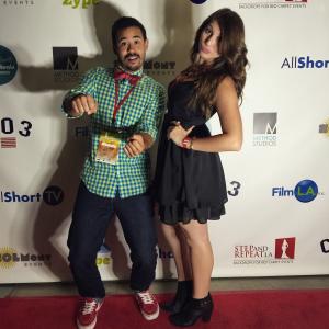 Dickie Hearts and Amanda McDonough on the red carpet of the Hollyshorts film festival promoting the film Passengers