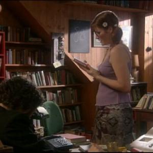 Still of Selina Giles and Dylan Moran in Black Books 2000