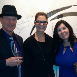 With Sela Ward and Drake Travis at her art gallery event in Hollywood in front of her piece titled 