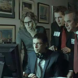 Brandon Denton as Bruce Fox with Todd Aaron Brotze, Heather Ryan, and Doug Olsson in NSA: Another Day at the Office