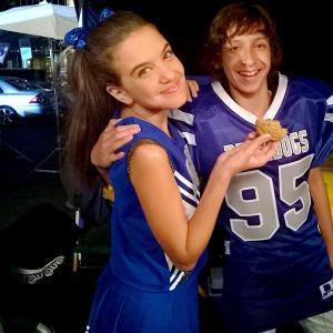 Lilimar Hernandez and Nick Alvarez having fun and shooting on the set of Bella and the Bulldogs.