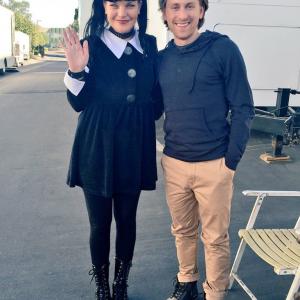 Eric Nelsen and co star Pauley Perrette on set of NCIS
