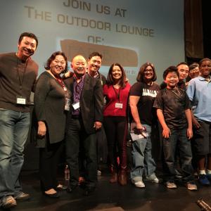 Prophet Bolden with the cast of Fresh off the Boat