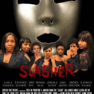 Slasher is a tale of revenge, corruption and murder involving the current employees of the Fresh Air Productionz media company. As the film unfolds, everyone quickly becomes a suspect as buried secrets and lies are exposed.