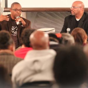 Kenneth Braswell with Pastor Tre Staton at the first prescreening of Spitin Anger