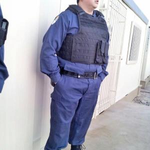 Michael Plata on set and dressed as a Federale