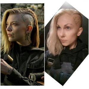 The Hunger Games Mockingjay Part 2 Natalie Dormer and Stunt Double CC Ice