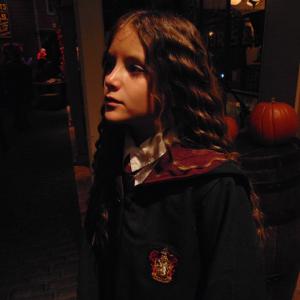 Playing Hermione Granger in Olde Town Halloween Fashion Show, 2014.