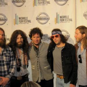 Director Kennedy with Kamp Kennedy and The Sheepdogs on the red carpet at Nashville Film Festival