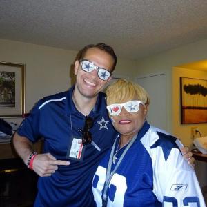 Matt Thornton and Dallas Cowboys super fan Ms Price in Oxnard CA at Dallas Cowboys training camp