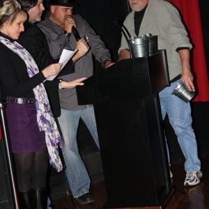 Deborah Dumbar Craig Taylor The Wildman Jeff Anderson and David Dwyer presenting The Bucket at the Downtown Film Festival in Maryville Tenn Nov 6 2010