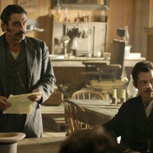 Still of Ian McShane and Timothy Olyphant in Deadwood 2004