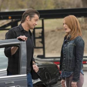 Still of Alicia Witt and Timothy Olyphant in Justified 2010