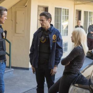 Still of Adrienne Frantz Timothy Olyphant and Jacob Pitts in Justified 2010