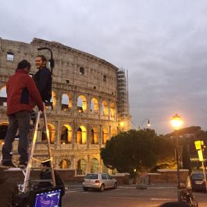 Shooting at the Colosseum in Rome on the set of In Search of Fellini 2016