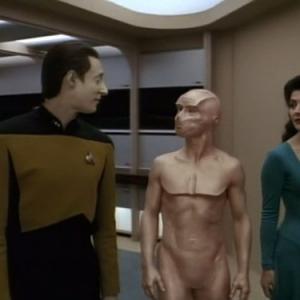 Still of Marina Sirtis Brent Spiner and Leonard Crofoot in Star Trek The Next Generation 1987