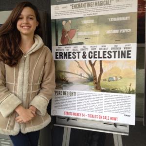 Ashley Earnest at premiere for Ernest and Celestine