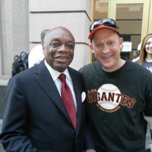 with former SF Mayor Willie Brown during the SF Giants World Series Parade