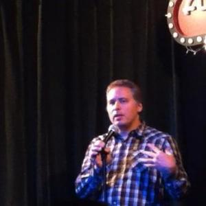 On stage at Flappers Comedy Club in Burbank