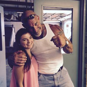 Alessandra Panepinto and Bill Goldberg on the set of Checkpoint