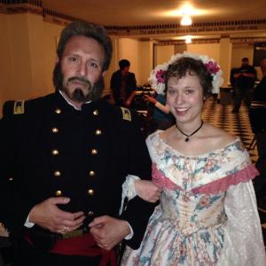 In the Set of America Imagine the World Without Her as MAJ Henry Rathbone with Jami Harris who plays Clara Harris