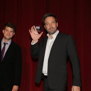 Ryan Moody presenting Ben Affleck with the Filmmaker of the Year award at the 2013 UCLA Film Festival