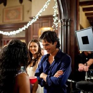 On set of Vampire Diaries as the Compelled Girl
