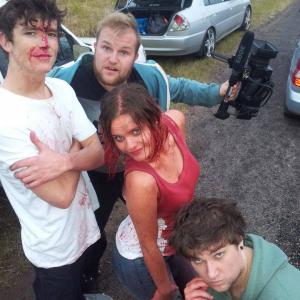 Wrap shot of horror short Milly with costar Jayden Byrne and Cadaver Productions Lismore NSW 2013