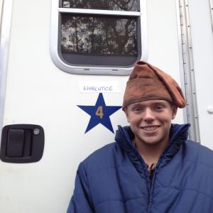 Zachary outside his trailer on the set of Salem