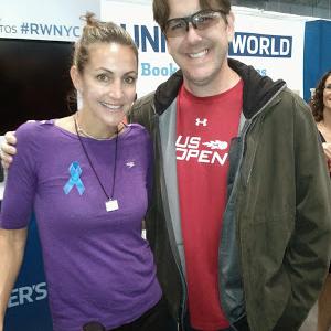 John Lordan with Summer Sanders at the expo for the New York Marathon 2013