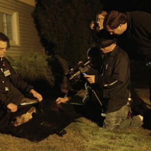 Actor/Director Brian Reed Garvin Directs Actor Marc Elmer in the art of Zipping up a bodybag. Director Of Photography Owen Simmons on camera.