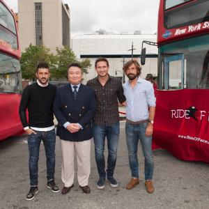 David W. Chien with Ride of Fame Official Fifth Anniversary Honorees David Villa, Frank Lampard and Andrea Pirlo (September 22nd, 2015).