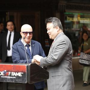 David W. Chien with Ride of Fame Honoree Paul Shaffer. (May 5th, 2015).
