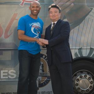 David W Chien poses with Ride of Fame Honoree Mariano Rivera September 20th 2013