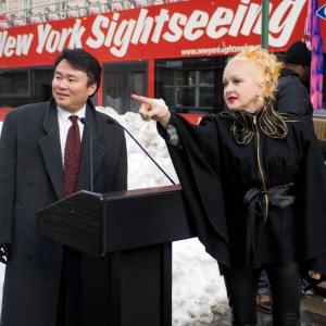 David W Chien with Ride of Fame Honoree Cyndi Lauper January 27th 2011